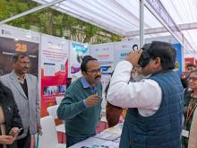 The Union Minister of State for Education visits an exhibition 